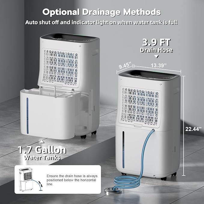 2025Upgraded 5000 Sq.Ft 80 Pint Dehumidifier for Basements with Large 6.5L Water Tank,24H Timer,Child Lock,Defrost,Silent,mold,4 Modes Operation Auto Shut-off