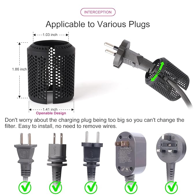 Hair Dryer Inner Filter + Outer Filter Cage Replacement for Dyson HD01 HD03 HD08 Models, Black