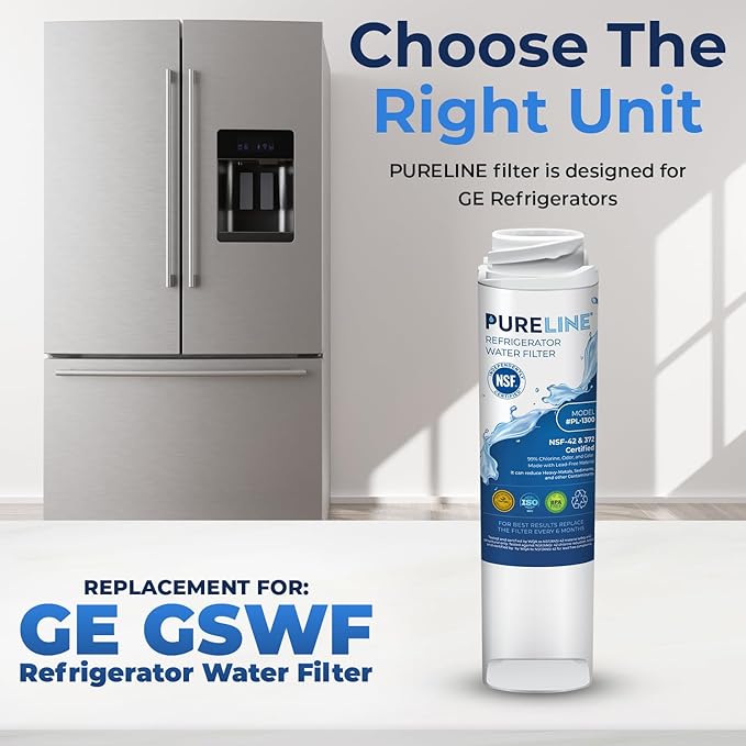 Pureline GSWF Replacement for GE GSWF, Kenmore 46-9914, 469914, 9914, Refrigerator Water Filter - Reduces Bad Taste & Odor