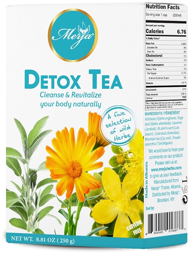 Merja Herbs Detox Tea [250g] Liver Cleanse & Body Detox | Caffeine Free Tea for Adults, Premium Quality Leaves