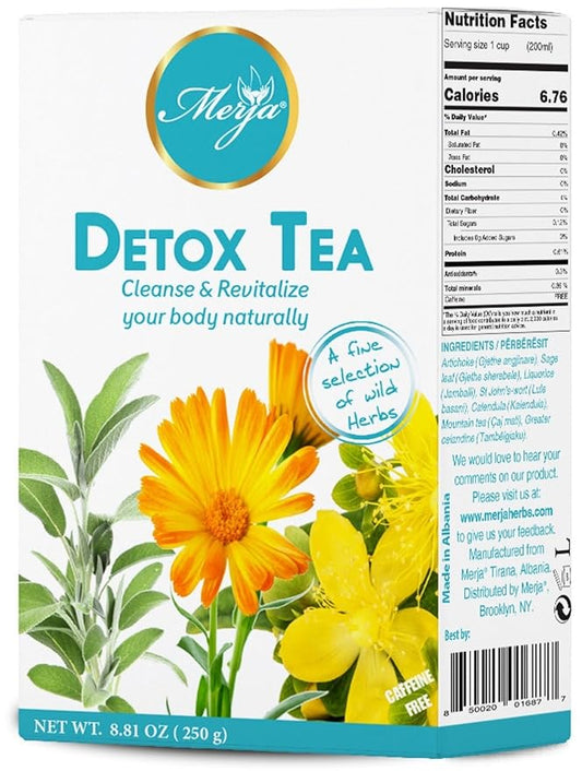 Merja Herbs Detox Tea [250g] Liver Cleanse & Body Detox | Caffeine Free Tea for Adults, Premium Quality Leaves