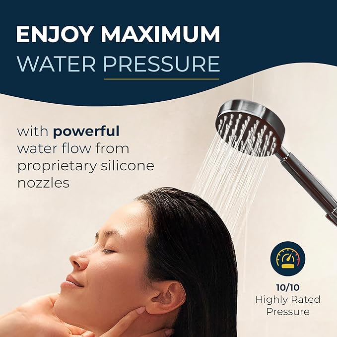 HammerHead Showers® Solid Metal Handheld Shower Head with Hose and Brass Holder - OIL RUBBED BRONZE - 2.5 GPM High Pressure Shower Heads with Adjustable Shower Wand Bracket - 6ft Flexible Extension