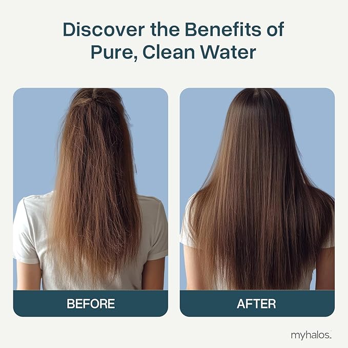 MyHalos® Filtered Shower Head for Hard Water Filter - High Pressure, Removes Chlorine - Shower Head Filter for Hard Water Softener Showerhead, Easy Install, For Hair & Skin, Filtering (Black)