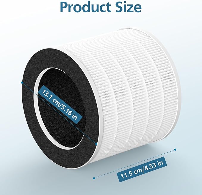 2 Pack Demi Filter Replacement, Compatible with Afloia Demi Air Purifier, HEPA 360° 3-Stage Filtration, Works for Hair Pet Dander, Odor, Dust Smoke, Pollen