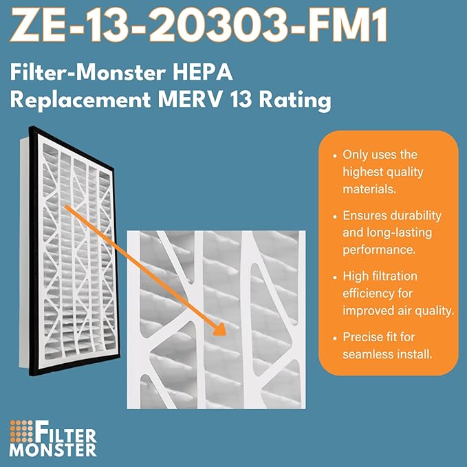 Filter-Monster - Replacement MERV 13 HEPA Filter Bundle - Compatible with Zephyr VGF Series 20x30x3 Whole Home Return Air Grille Filter, 2 Filter Replacement Bundle