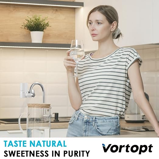 Faucet Water Filter for Sink, Rapid Flow - 400 Gallons Faucet Mount Water Filtration System for Tap Water, NSF Certified Reduces Chlorine & Bad Taste with 1 Replacement (White-T1-1Filter)