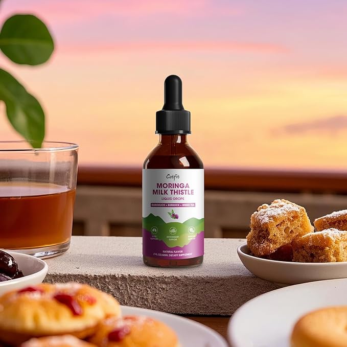 Milk Thistle Liver Detox Drops – Liver Cleanse Detox & Repair with Moringa, Dandelion, Burdock & Green Tea – Liquid Herbal Supplement for Liver Support & Liver Health, Vegan, 2 Fl Oz