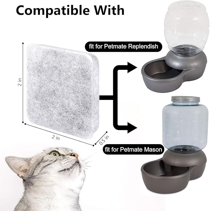Dog Water Bowl Filter Replacement Compatible with Petmate Replendish Mason Gravity Water Bowl for Dogs, Automatic Dispenser Filter, Cat Water Filter for Pet Gravity Waterer Bowls-12pack