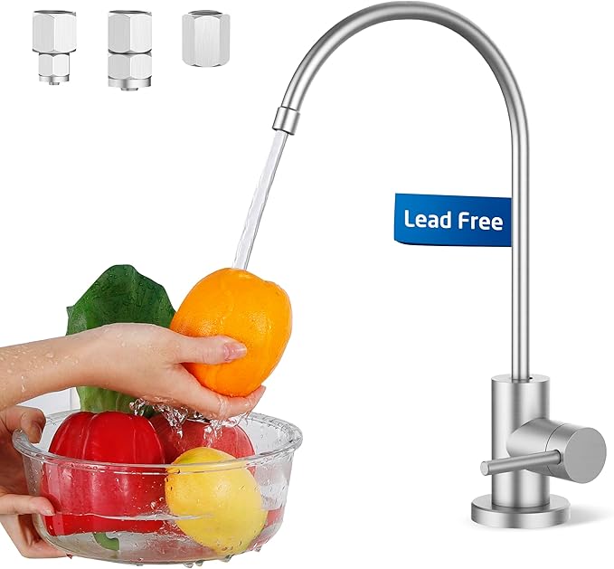 KES Drinking RO Water Faucet Lead-Free, Reverse Osmosis Faucet for Kitchen Sink, 18/8 Stainless Steel Water Filter Faucet, Fits Most RO Water Filtration System, Brushed Finish, Z506LF-BS