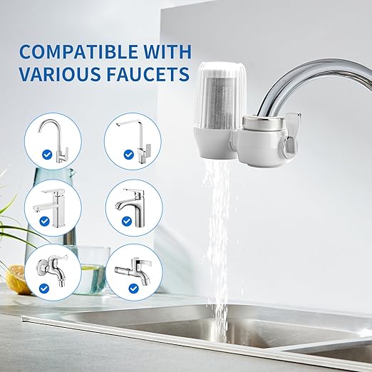 Water Filter for Sink Faucet,Sink Water Filter,Reduces Chlorine, Sand and Odors,Dual-Mode Water Purifier,Rapid Flow- Suitable for Kitchen,Sink,Home Bathroom