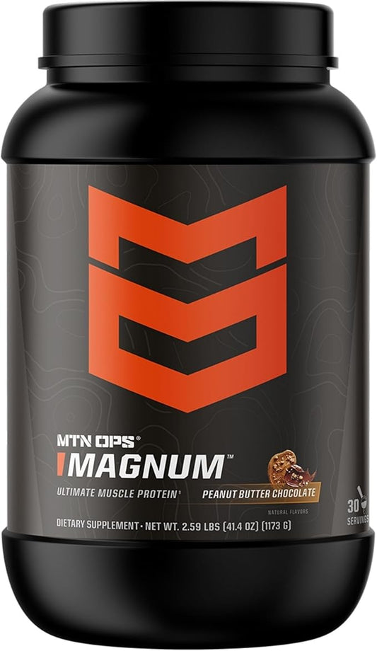 MTN OPS Magnum Peanut Butter Chocolate Protein Powder | 23g of Whey Isolate Protein & Milk Protein with BCAAs | Zero Sugar & Gluten Free | Peanut Butter Chocolate, 30 Servings