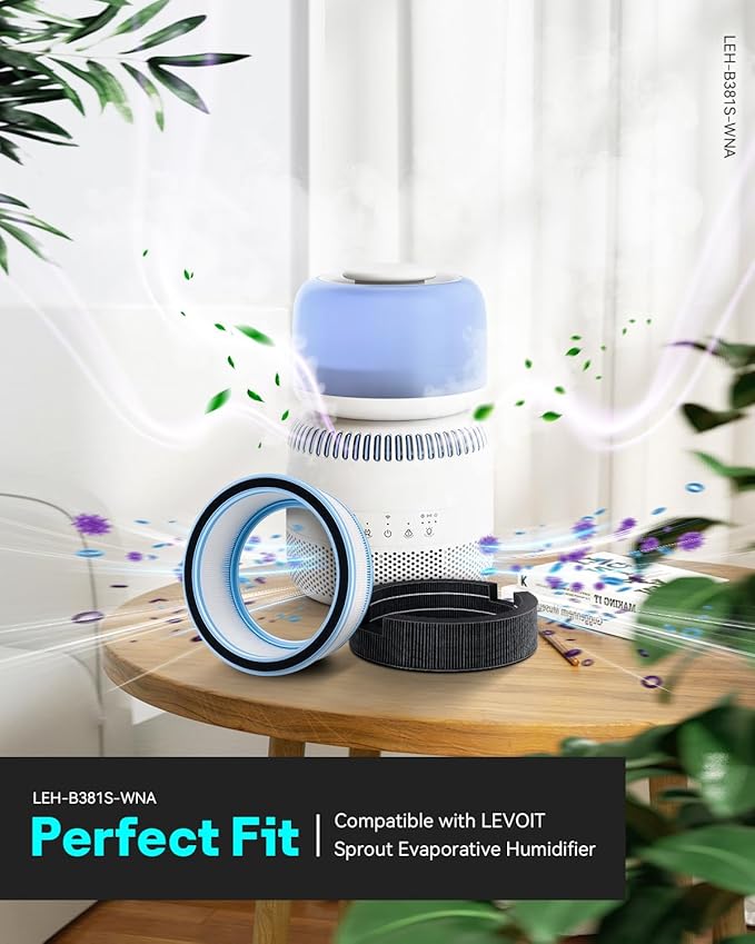 Leemone Replacement HEPA Filters & Wick Filters Compatible with LEVOIT Sprout Evaporative Humidifier for Bedroom Baby, Dual Filters for Air & Water