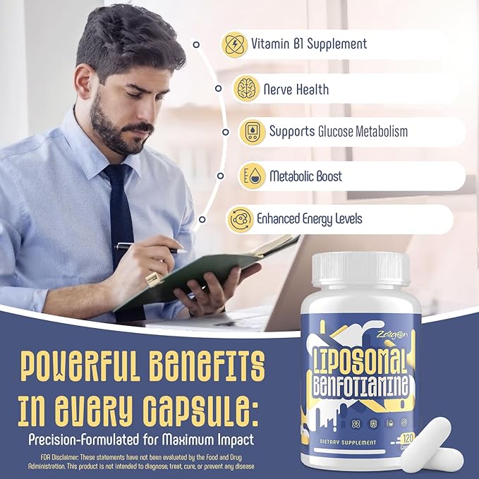 Zaigon Benfotiamine Vitamin B1 600mg, Thiamine B1 Supplement for Women & Men, VIT B1 Fat Soluble for Glucose Metabolism & Nerve Support with Alpha-Lipoic Acid, Gluten Free (120 Vegan Capsules)