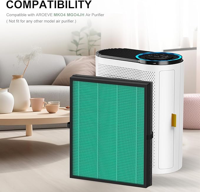 2-Pack MK04 Air Filter Replacement, Compatible with MK04 MG04JH Air Purifier Models, 4-in-1 H13 True HEPA Filter for Pet Dander, Dust, Pollen, and Hair – Pet Dander Version
