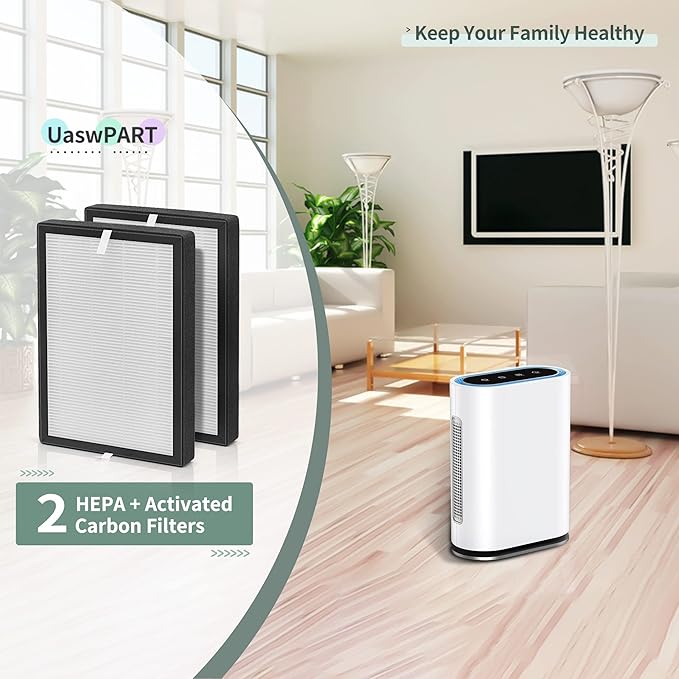 GL-FS32 Replacement Filter Compatible with MOOKA Air Pu-rifier Replacement Filter GL-FS32 and AZEUS & KOIOS GL-FS32 filters for Large Room, 3-IN-1 High-efficiency H13 True HEPA Carbon Filters, 2-Pack