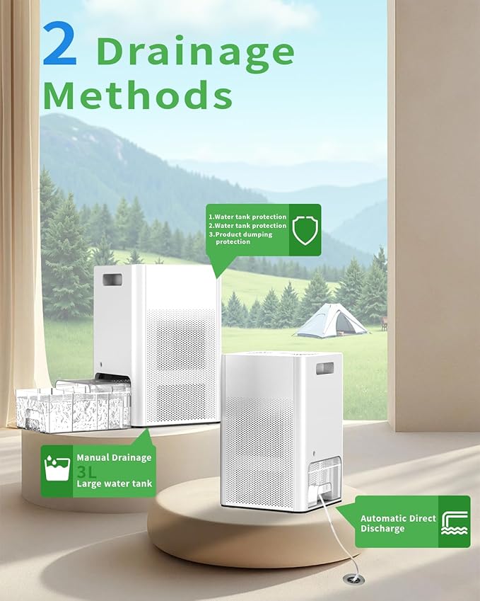 HD022 Dehumidifier for Home 1600 Sq. Ft 101.45oz Water Tank Small Quiet Dehumidifiers for Room Study Office Bathroom Bedroom Basement Cloakroom