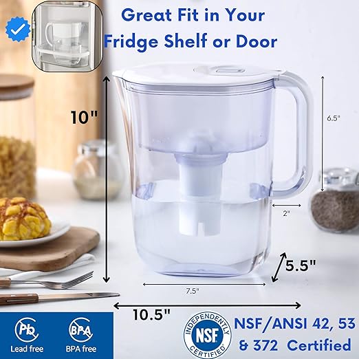 10-Cup Water Filter Pitcher with 5 Replacements & Electronic Change Reminder - Compatible Brita Water Pitcher Brita Filter Replacement