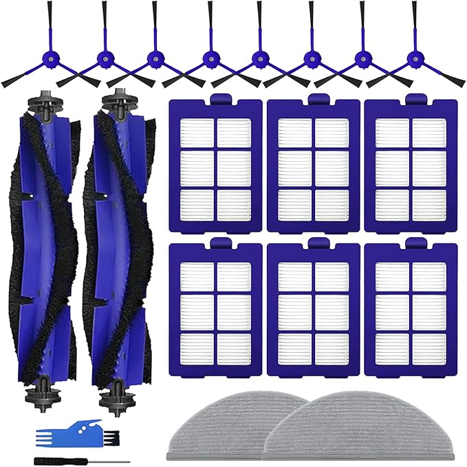 20Pcs X8 Replacement Parts for Eufy RoboVac X8/X8 Hybrid – 2 Roller Brushes, 8 Side Brushes, 6 HEPA Filters, 2 Mop pads, 1 Cleaning Brush & 1 Screwdriver – Not for X8 Pro