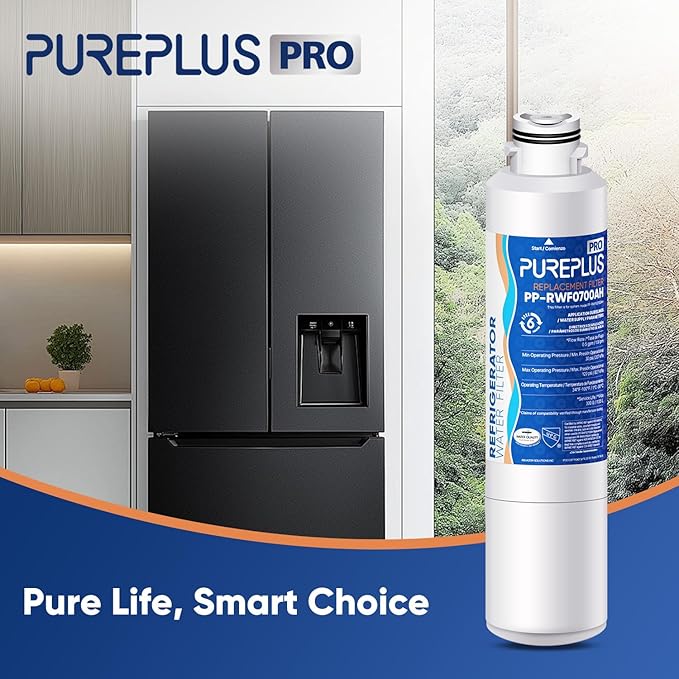 PUREPLUS DA29-00020B NSF/ANSI 53&42 Certified Replacement for SAMSUNG Fridge RF28HFEDTSR, RF263BEAESG, RF263BEAESR AA, HAF-CIN/EXP, RF28HMEDBSR/AA, RWF0700A Refrigerator Water Filter, 2PACK