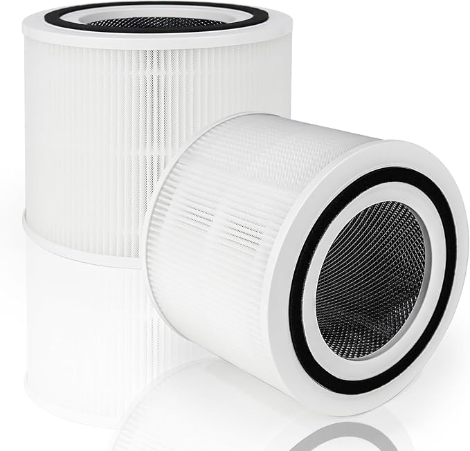 2 Pack Core 300 Replacement Filter Compatible with Levoit Core 300 Air Purifier, 3-in-1 H13 True HEPA Filter, Replacement Part No. Core 300-RF, White Color