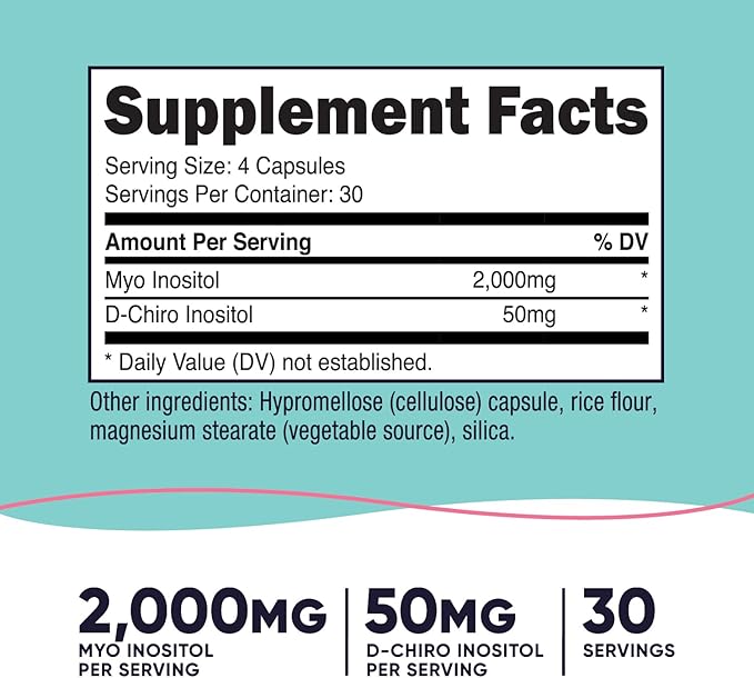 Nutricost Myo Inositol & D-Chiro Inositol for Women 2000mg, 120 Capsules, 2000mg Myo & 50mg D-Chiro Per Serving, 30 Servings, Vegetarian Friendly, Non-GMO & Gluten Free
