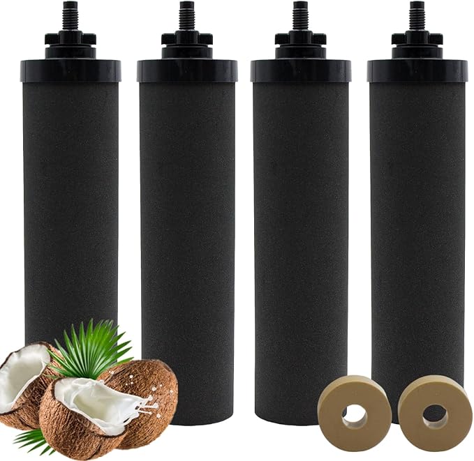 Water Filters Replacement for Berkey, 4 Pack Black Purification Elements for BB9-2 Gravity Filtration System
