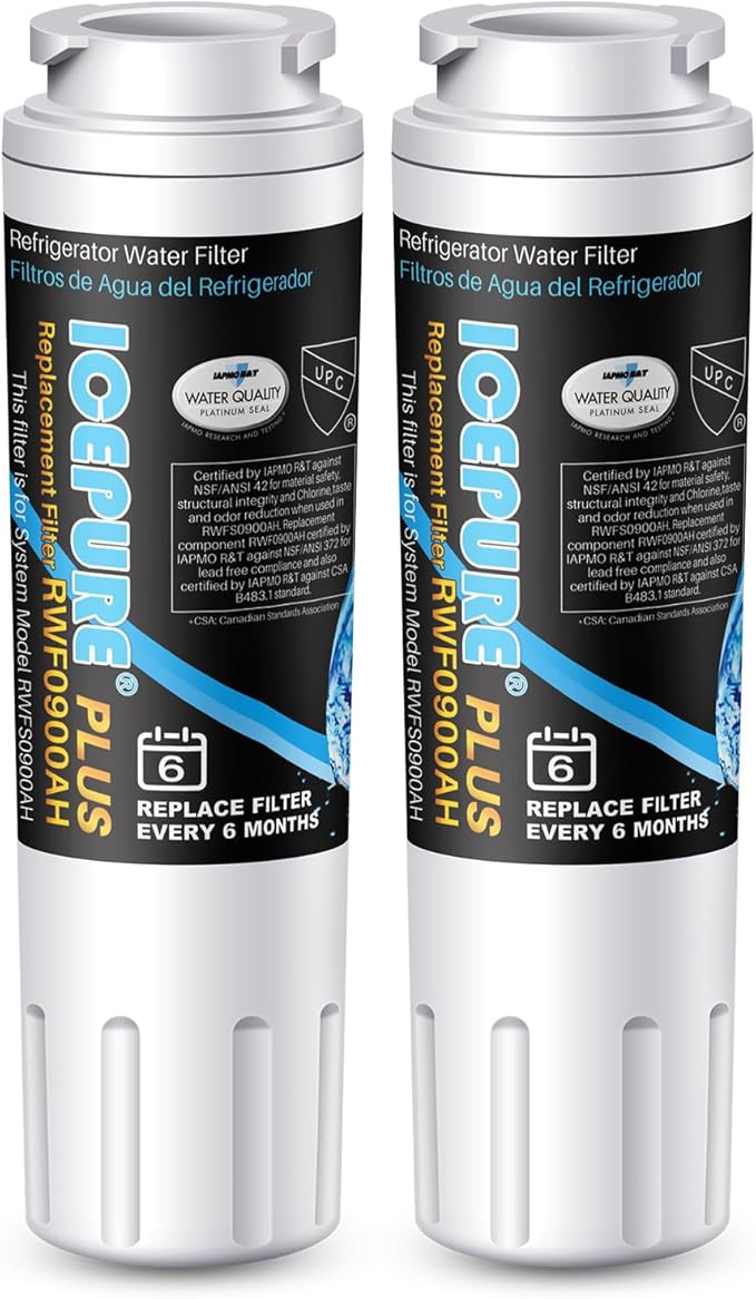 ICEPURE PLUS NSF/ANSI 53 Certified UKF8001 Refrigerator Water Filter Compatible with Maytag UKF8001, UKF8001AXX, UKF8001P, Whirlpool 4396395, 469006, EDR4RXD1, EveryDrop Filter 4, 2PACK