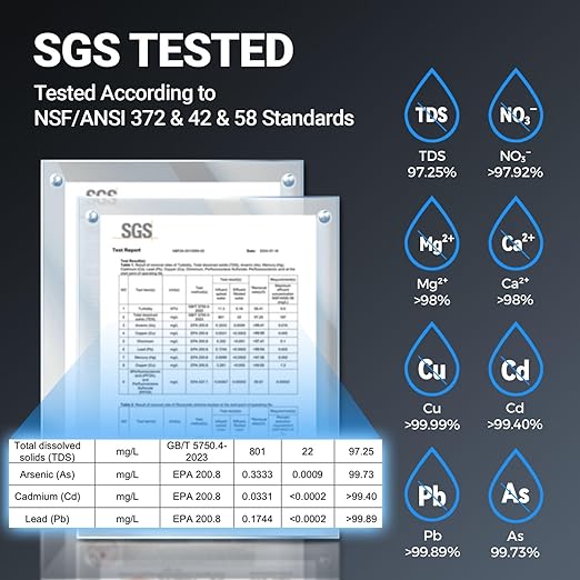 Ecoviva Alkaline Reverse Osmosis RO Water Filter Filtration Under Sink System (Brown Faucet, RO 800GPD)