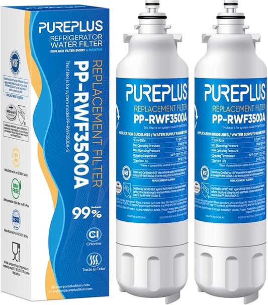PUREPLUS Replacement for ADQ73613401, LG® LT800P®, LT800PC, ADQ736134, ADQ73613402, LSXS26326S, LSXS26366S, LMXS30776S, LSXS26366D, LMXC23746S, 46-9490, Refrigerator Water Filter, 2 Pack
