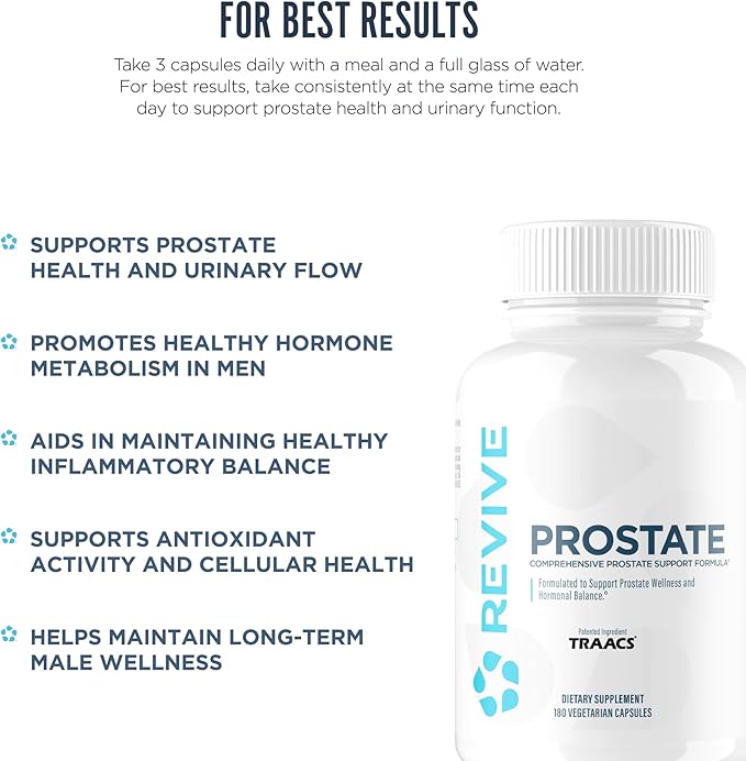Revive MD Prostate Supplements for Men - Maintain Healthy Prostate-Specific Antigen (PSA) Levels, Estrogen Levels & Urinary Flow - Saw Palmetto & Beta Sitosterol for Prostate Health Support