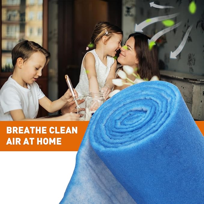 12" x 140" Air Vent Filters Kit - Cut to Size Floor Vent Filters for home. MERV 8 Electrostatic Air Filter Roll & Adhesive Hook Tape(30+ Filters)