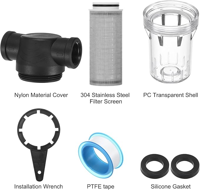 3-Pack Water Pump Strainer with 100 Mesh Stainless Steel Filter Screen, 3/4" Inch Female NPT in-line Strainer for Garden Hose Outdoor RV Water Tank Pressure Washer [Black]