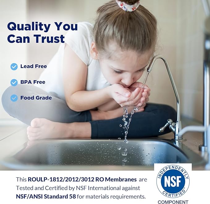 Membrane Solutions 36 GPD Reverse Osmosis Membrane, 11.75 inch x 1.75 inch RO Membrane Replacement for Under Sink Home Drinking RO Water Purifier System (50-Pack)