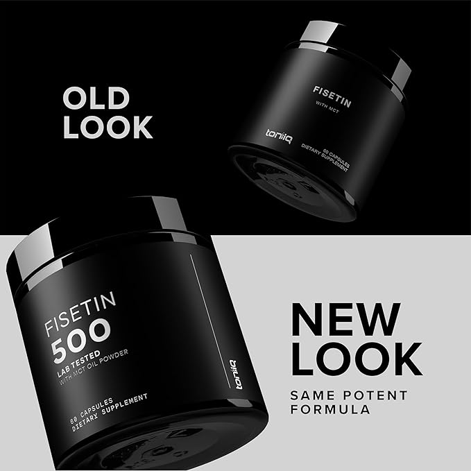 Toniiq Ultra High Purity Fisetin 500mg - 98%+ Higly Purified & Bioavailable Fisetin Supplement with MCT Oil for Absorption - Third-Party Tested Senolytic Supplements for Aging Support - 60 Capsules