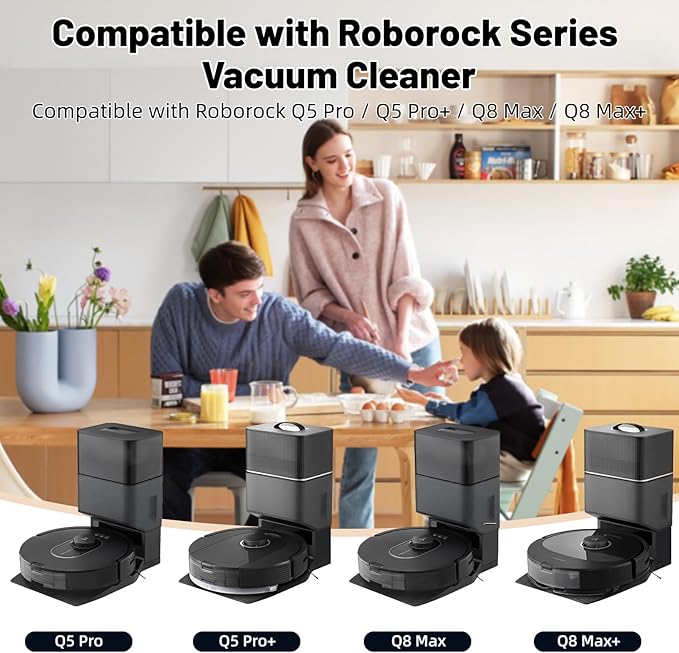 28 Pack Accessories Compatible with Roborock Q5 Pro/Q5 Pro+,Q8 Max/Q8 Max+ Vacuum Robot,Parts Include:2 Dual Roller Brush,6 Side Brush,4 HEPA Filter,8 Mop Cloth,6 Dust Bag,1 Cleaning Tool&1 Screwdrive