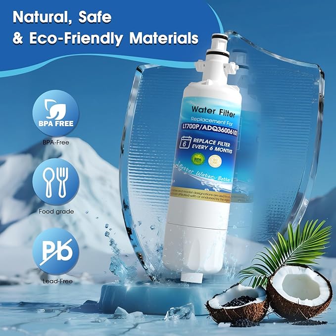 ADQ36006101 Water Filter Replacement for LG® LT700P, ADQ36006102,ADQ36006101- s, Kenmore® 9690, 469690, 46-9690, RWF1200A, RWF1052, LFXS29766S, LFX31925ST, LFX28968ST, LFXC24726S 3PACK