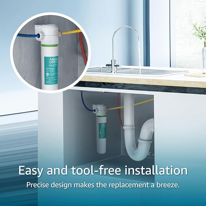 AQUA CREST FQK1K Under Sink Water Filter, NSF/ANSI 42 372 Certified, 1350 Gallons, Replacement for GE FQK1K, FQK2J, GXK185K and GX1S50R (Pack of 2)