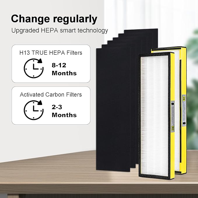 FLT4825 HEPA Filter B Replacement for Gm Guardian ,Compatible with Gm-Guardian FLT4825 AC4825 AC4800 AC4850 , 2 Ture HEPA( Additional pre-filter) + 10 Carbon Pre-Filters, 3-Stage Filtration System