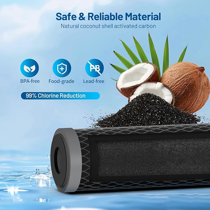 5 Micron 10" x 2.5" Whole House Carbon Block Sediment Water Filter Cartridge Replacement for AO-WH-PRE-RCP2, SCWH-5, WHKF-WHWC, FXWTC, FX12P, WFPFC8002, WFPFC9001, 3WH-STDCW-F02, W5CIP (Pack of 2)