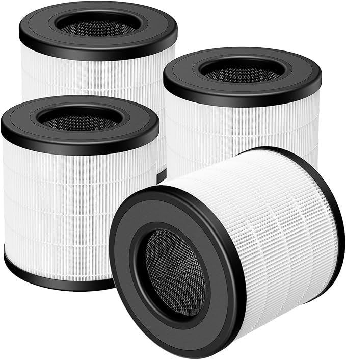 PU-P05/AC201B Replacement Filter for FULMINARE PU-P05 Air Purifier and Purivortex AC201B Air Purifier, 3-in-1 HEPA Filters for Dust Smoke Pollen, 4-Pack(Not fit for T10)