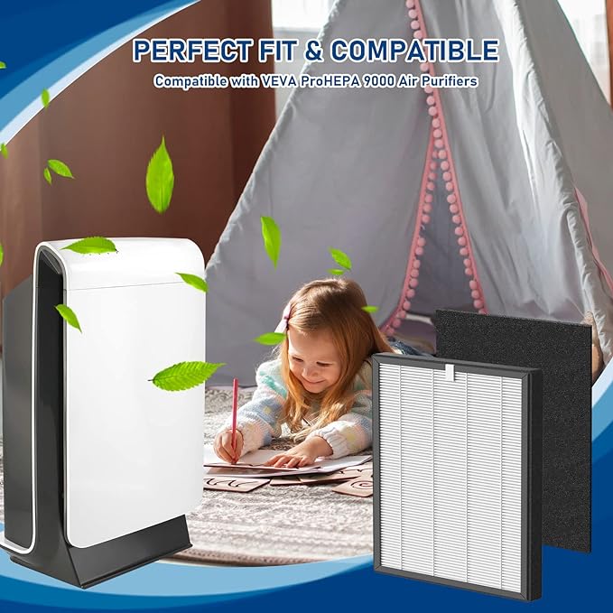 ProHEPA 9000 True HEPA Filters Replacement Compatible with VEVA ProHEPA 9000 Air Cleaner Purifier, 4 True HEPA Filters + 8 Activated Carbon Filters