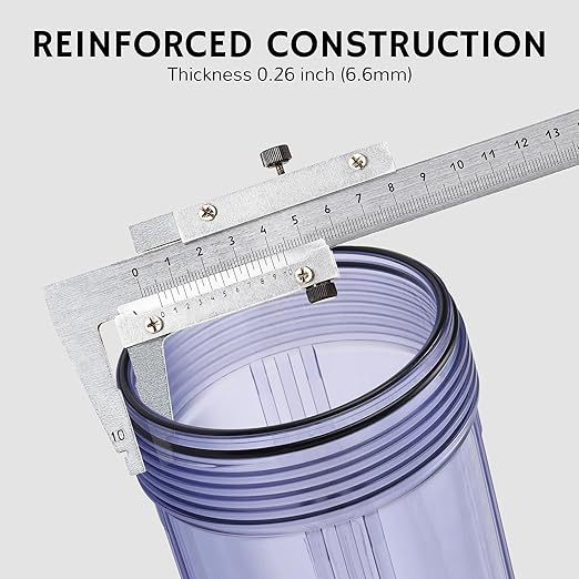 Airthereal Whole House Water Filter Housing, Sediment Filters for Well and City Water, 20"x4.5" Sediment Whole House Water Filter Cartridges, Pre-Filtration System with 1" NPT Port, (Clear Housing)