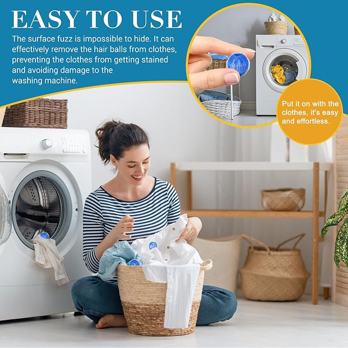 12 PCS Pet Hair Remover for Laundry - Washing Machine Pet Hair Catcher, Reusable Lint Traps to Remove Dog Cat Hair in Washer & Dryer, HE Safe (Save Time & Money)