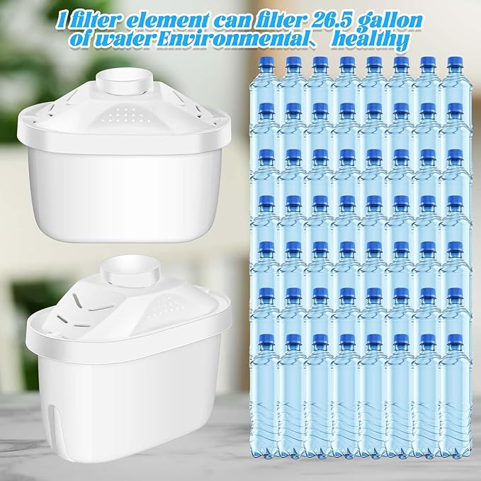 4 Pcs Alkaline Water Filter Replacement Alkaline Water Pitcher Replacement Cartridge for Healthy Drink, 7 Stage Filtration System to Purify