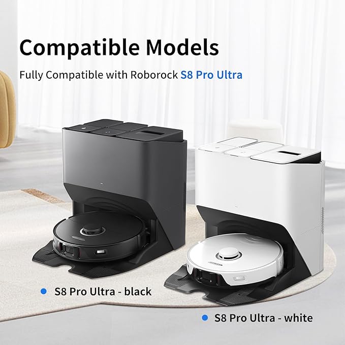 21 PCS Accessories Kit Compatible with Roborock S8 Pro Ultra Robot Vacuum Cleaner,6 Side Brushes,4 HEPA Filters,4 Dust Bags,1 Cleaning Brush,2 Main Brushes,4 Mop Pads,2 Tools