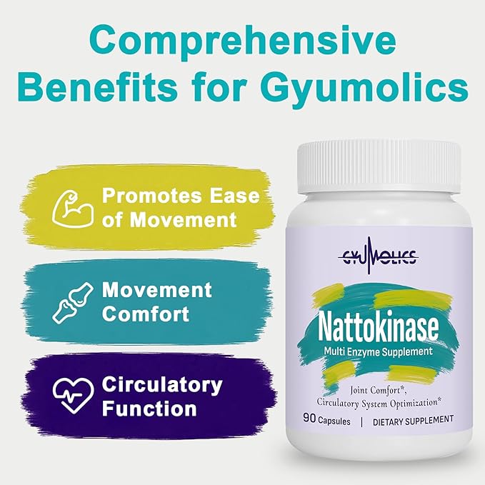 Nattokinase Supplement 10000FU with Organic Nattokinase, Serrapeptase, Bromelain, Curcumin, Vitamin E & Ginseng, Movement Comfort, 180 Capsules