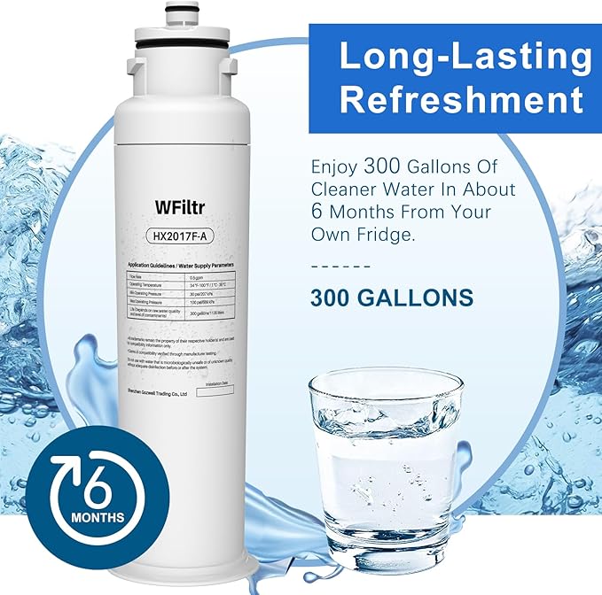 HX2017FR-A Water Filter Compatible with Hisense HRF266N6CSE1, HRF266N6CSE, HRF209N6CSE, HRF254N6TSE, HRF254N6DSE (1 Pack)