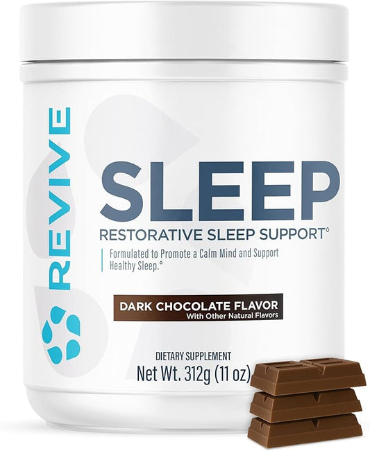 Revive MD Sleep Support Supplement for Adults, Dark Chocolate - Sleep Supplements with Magnesium (Glycinate), Inositol, Glycine & L-Theanine - Promotes Relaxation & Sleep Health