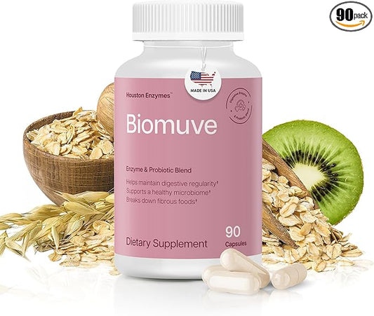 Biomuve – 120 Capsules | Professionally Formulated to Maintain Regularity & Healthy Bowel Movements | Unique Combination of Enzymes, Probiotics, Prebiotics & Botanicals