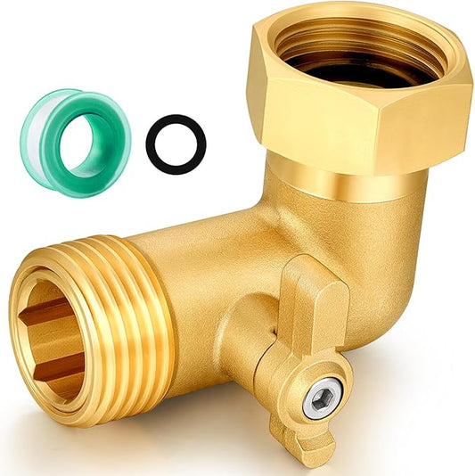 Garden Hose Angle Valve 90 Degree Brass Extender Solid 3/4 Inch Hose Elbow with Switch Adapter (90° switch elbow 1PSC)